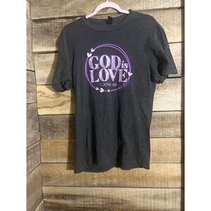 m God is Love Graphic T Shirt Religious Christian 1 John 48 Dark‎ Grey Medium